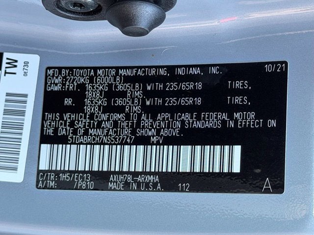 2022 Toyota Highlander Hybrid Bronze Edition
