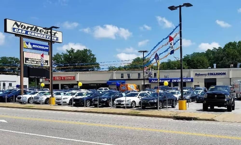 A used car dealership on a sunny day